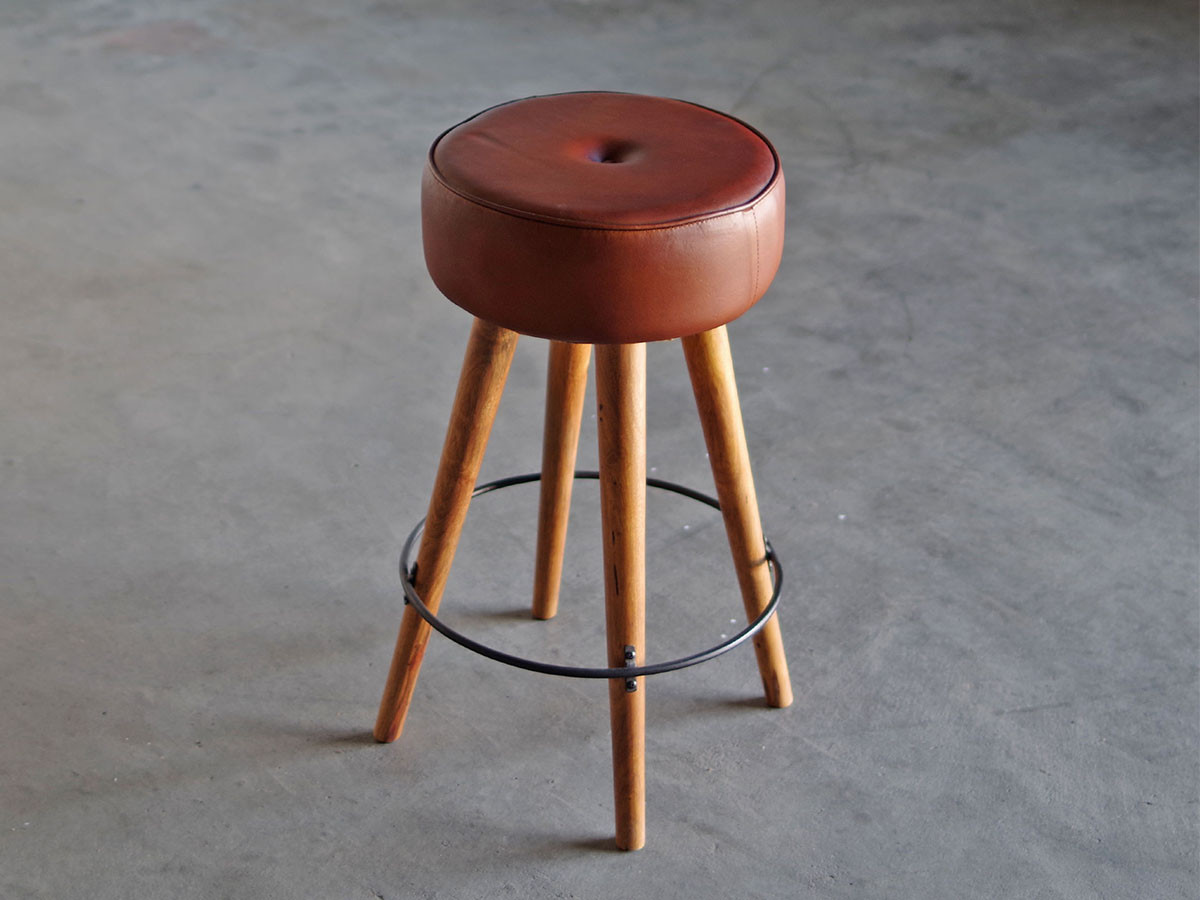 LIFE FURNITURE SF LEATHER HIGH STOOL / ライフファニチャー SF レザー ハイスツール（ゴートスキン） （チェア・椅子 > カウンターチェア・バーチェア） 1