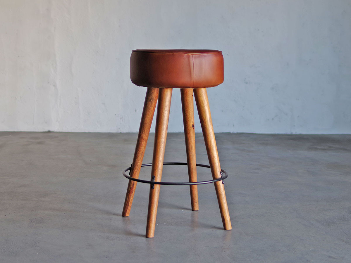 LIFE FURNITURE SF LEATHER HIGH STOOL / ライフファニチャー SF レザー ハイスツール（ゴートスキン） （チェア・椅子 > カウンターチェア・バーチェア） 3