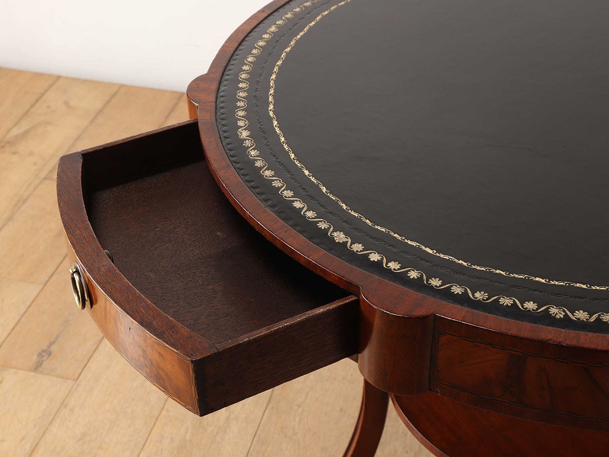 Lloyd's Antiques Real Antique 
Leather Top Drum Table / ロイズ・アンティークス 英国アンティーク家具
レザートップドラムテーブル （テーブル > カフェテーブル） 10