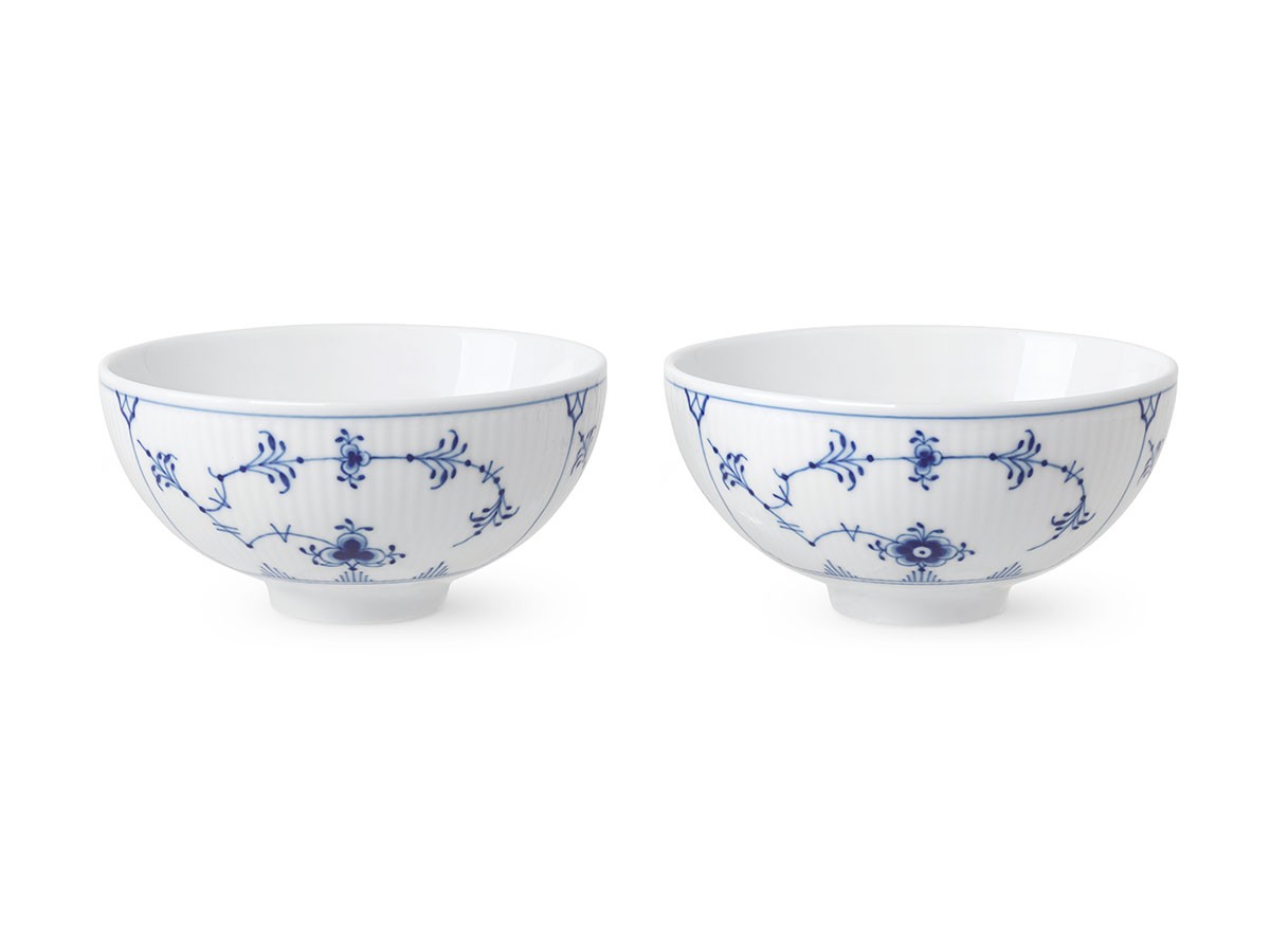 Blue Fluted Plain Rice Bowl Pair