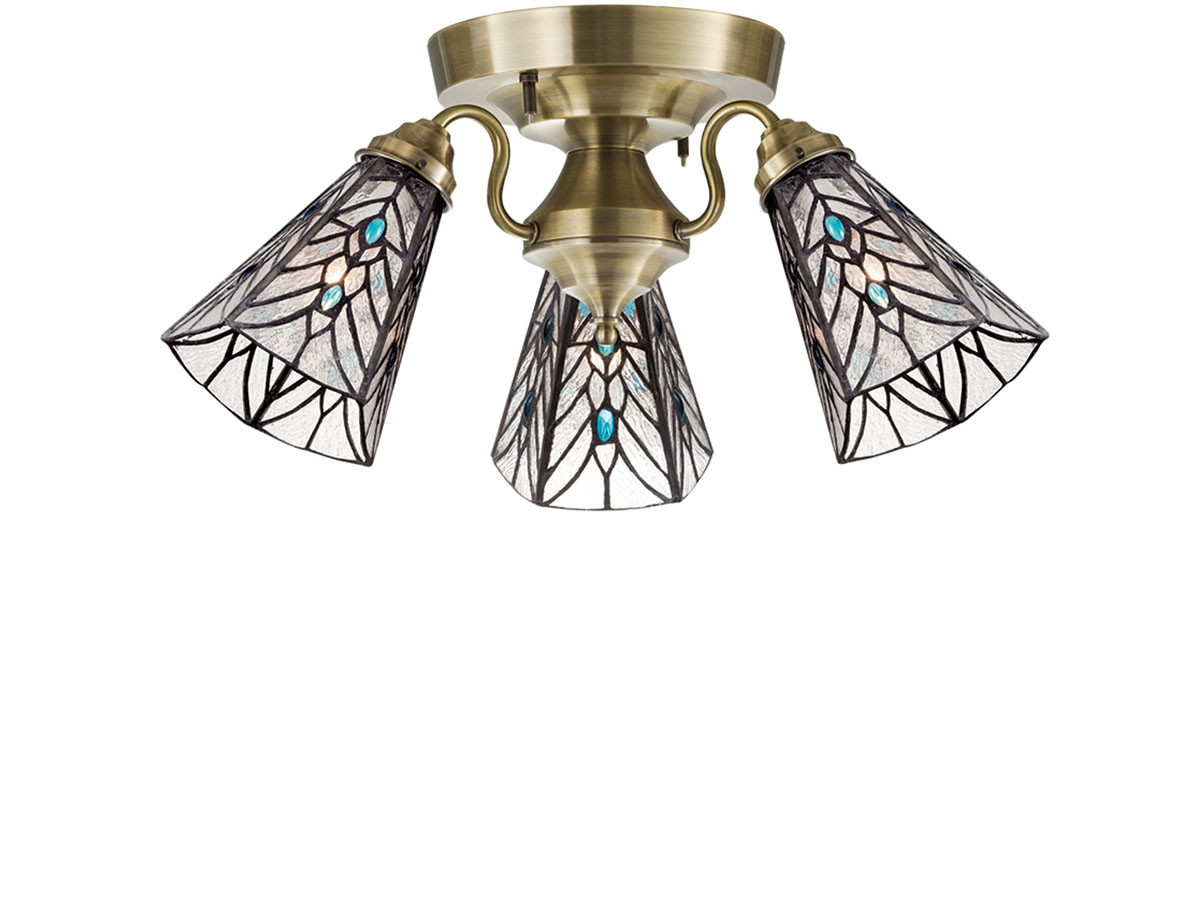 CUSTOM SERIES
3 Ceiling Lamp × Stained Glass Tears / カスタムシリーズ
3灯シーリングランプ × ステンドグラス（ティアーズ） （ライト・照明 > シーリングライト） 9