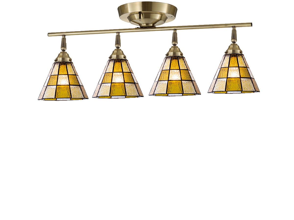 CUSTOM SERIES
4 Ceiling Lamp × Stained Glass Checker / カスタムシリーズ
4灯シーリングランプ × ステンドグラス（チェッカー） （ライト・照明 > シーリングライト） 1