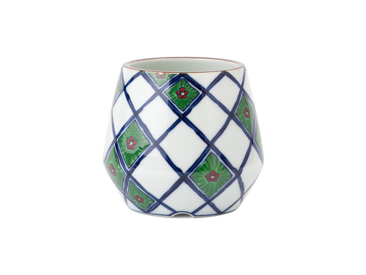 染錦花格子 植木鉢