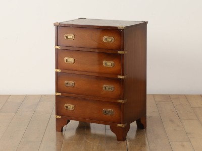 Lloyd's Antiques Real Antique Leather Top Campaign Chest Of