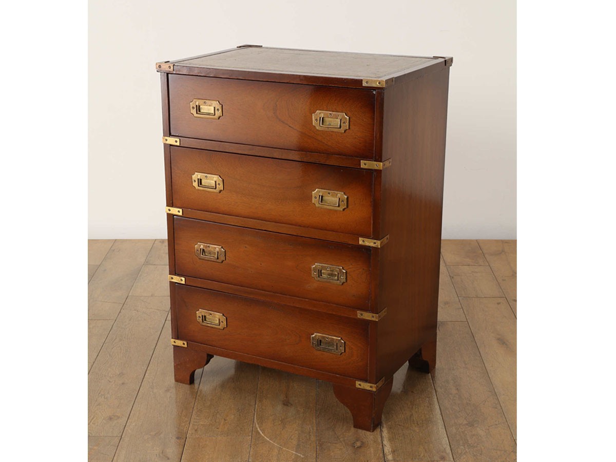 Lloyd's Antiques Real Antique Leather Top Campaign Chest Of