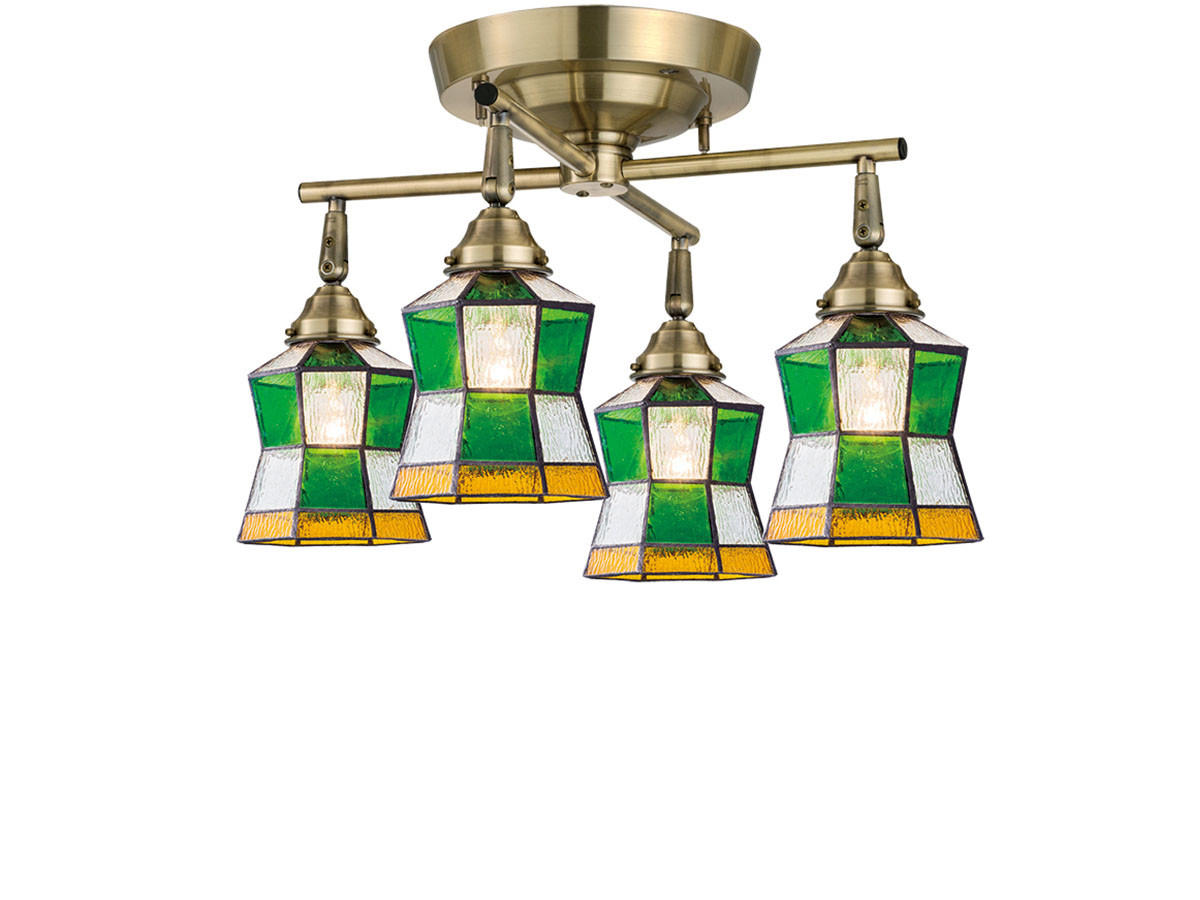 CUSTOM SERIES
4 Cross Ceiling Lamp × Stained Glass Helm / カスタムシリーズ
4灯クロスシーリングランプ × ステンドグラス（ヘルム） （ライト・照明 > シーリングライト） 1