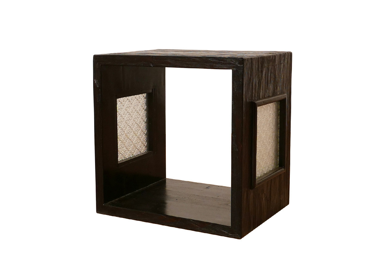 KAJA UKKO Old Teak Wood Cube Box / カジャ ウッコ チーク古材 キューブボックス サイドガラスタイプ （収納家具 > ラック・シェルフ） 1