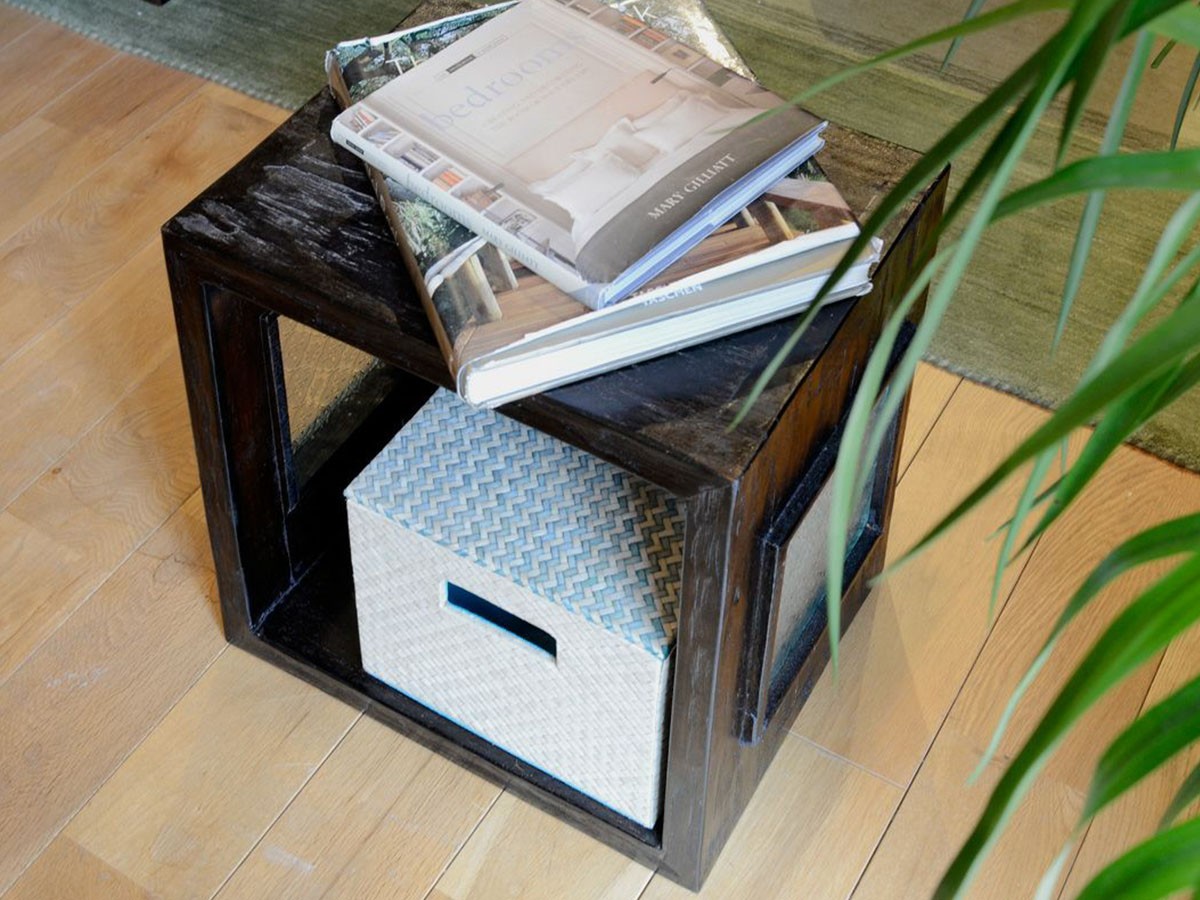 KAJA UKKO Old Teak Wood Cube Box / カジャ ウッコ チーク古材 キューブボックス サイドガラスタイプ （収納家具 > ラック・シェルフ） 4