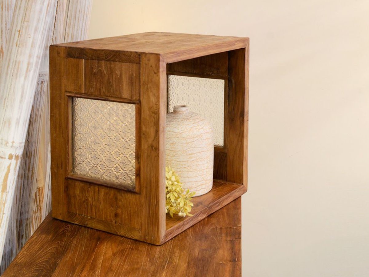 KAJA UKKO Old Teak Wood Cube Box / カジャ ウッコ チーク古材 キューブボックス サイドガラスタイプ （収納家具 > ラック・シェルフ） 12