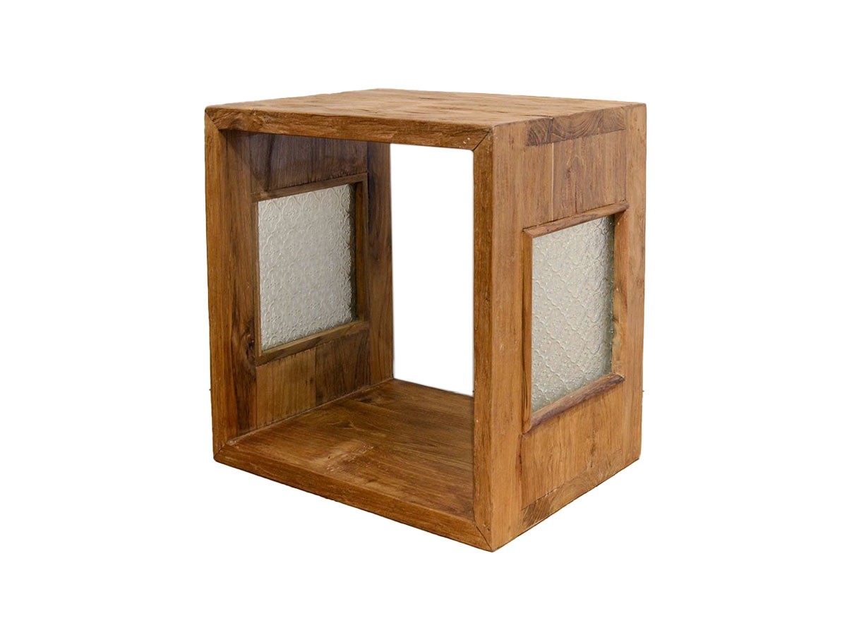 KAJA UKKO Old Teak Wood Cube Box / カジャ ウッコ チーク古材 キューブボックス サイドガラスタイプ （収納家具 > ラック・シェルフ） 2