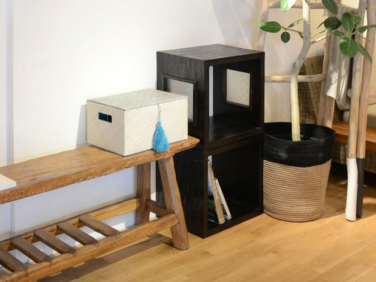 KAJA UKKO Old Teak Wood Cube Box / カジャ ウッコ チーク古材 キューブボックス サイドガラスタイプ （収納家具 > ラック・シェルフ） 5