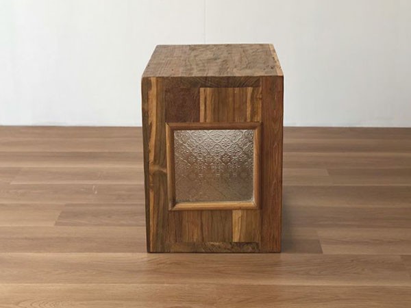 KAJA UKKO Old Teak Wood Cube Box / カジャ ウッコ チーク古材 キューブボックス サイドガラスタイプ （収納家具 > ラック・シェルフ） 25