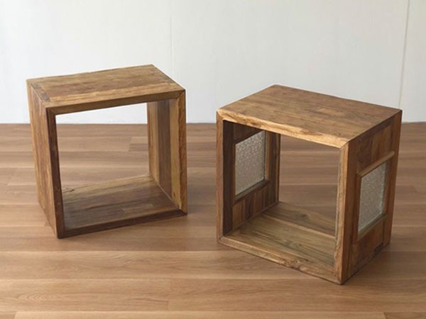KAJA UKKO Old Teak Wood Cube Box / カジャ ウッコ チーク古材 キューブボックス サイドガラスタイプ （収納家具 > ラック・シェルフ） 23