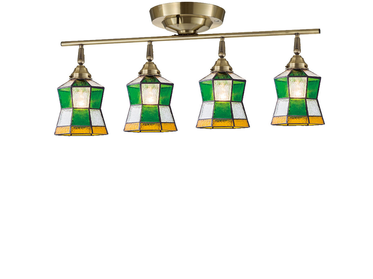 CUSTOM SERIES
4 Ceiling Lamp × Stained Glass Helm / カスタムシリーズ
4灯シーリングランプ × ステンドグラス（ヘルム） （ライト・照明 > シーリングライト） 1