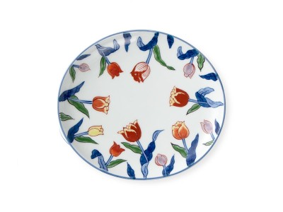 源右衛門窯 染錦和蘭交易図 陶額 / げんえもんがま 染錦和蘭交易図 陶