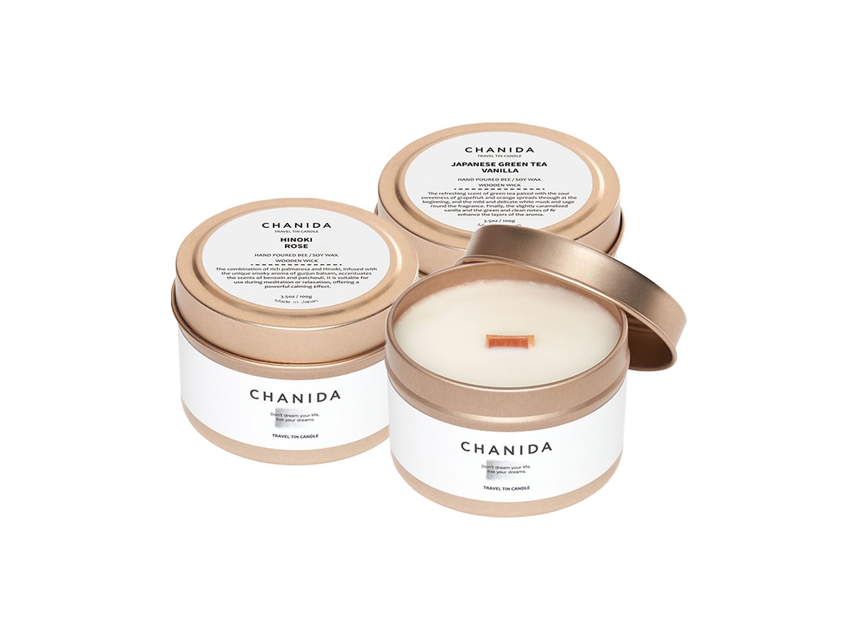 CHANIDA TRAVEL TIN CANDLES SET OF 3 / チャニダ トラベルティンキャンドル 3個セット （雑貨・その他インテリア家具 > ディフューザー・キャンドル） 2