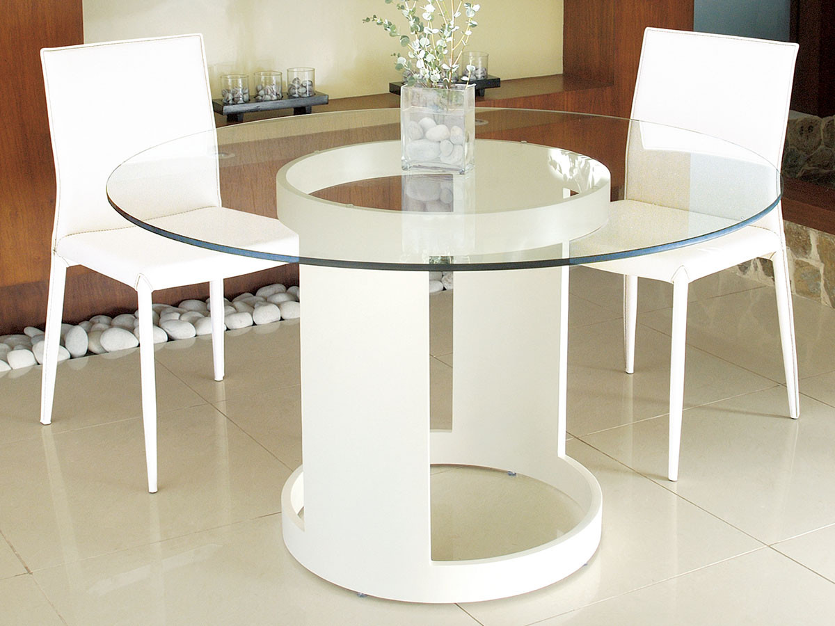 GLASS TOP ROUND TABLE φ100 / ガラストップ ラウンドテーブル 直径100cm m77184 （テーブル > ダイニングテーブル） 2