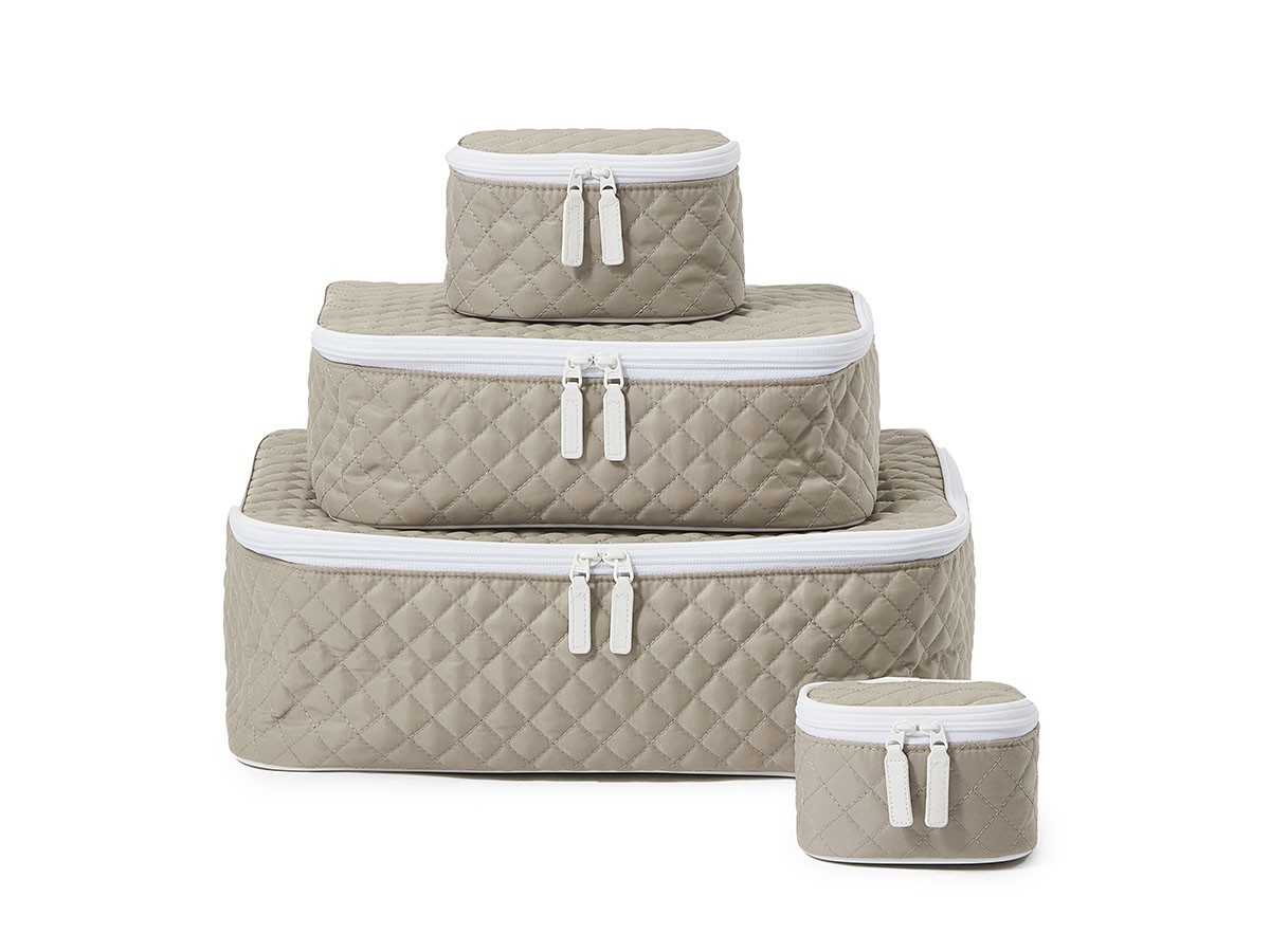 HOTEL LIKE INTERIOR Diamond Quilt Pouch / ホテルライクインテリア ダイヤモンド キルトポーチ 刺繍入り4点セット（サンド） （インテリア雑貨 > その他インテリア雑貨） 6