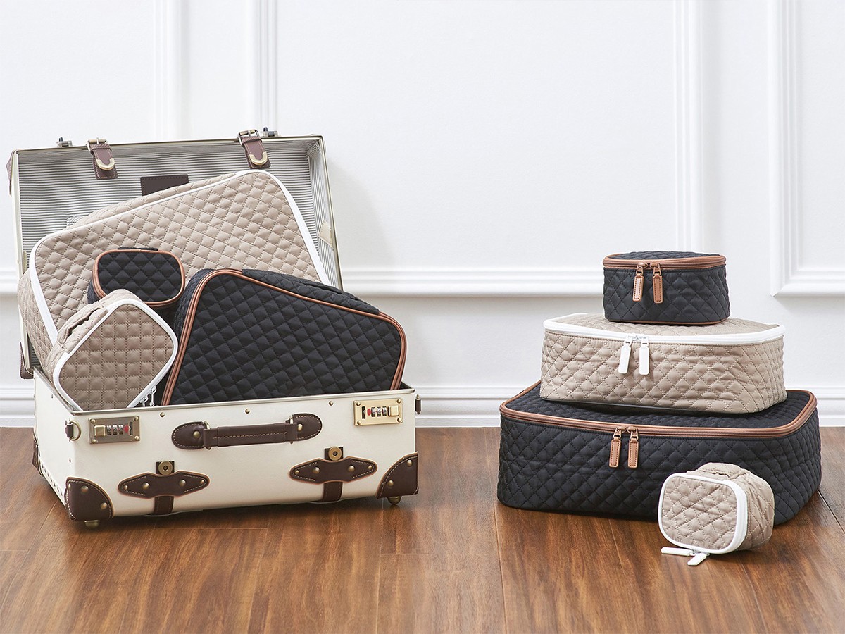 HOTEL LIKE INTERIOR Diamond Quilt Pouch / ホテルライクインテリア ダイヤモンド キルトポーチ 刺繍入り4点セット（サンド） （インテリア雑貨 > その他インテリア雑貨） 4