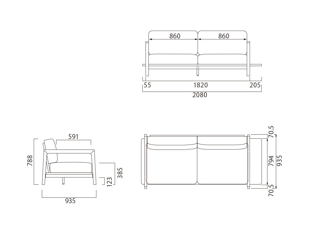 bellacontte BRIDGE SOFA 3-SEATER / ベラコンテ ブリッジソファ 3