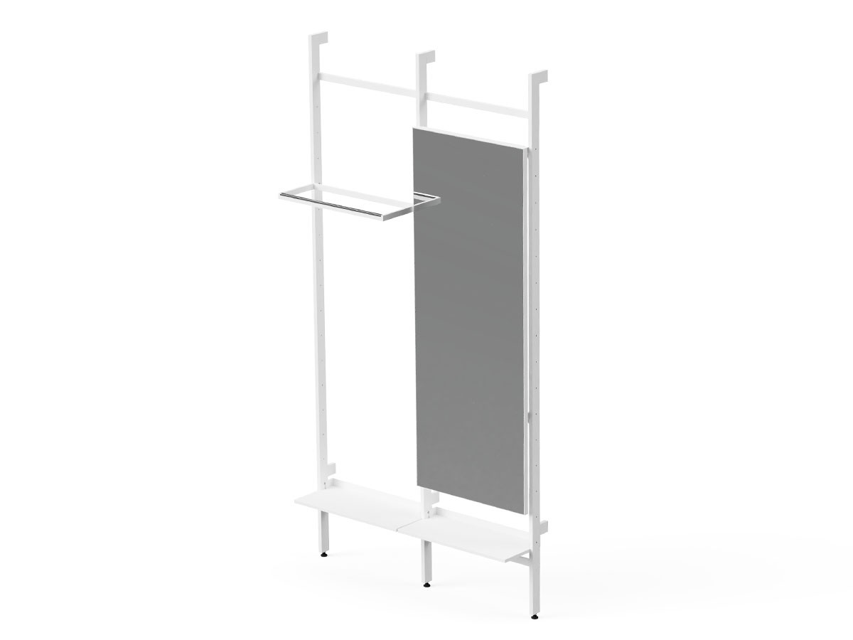 stiiilll Shelf double mirrorL hanger bar set / スティール シェルフ 2台 ミラーL + ハンガーバー セット （ハンガーラック・コートハンガー > ハンガーラック） 2