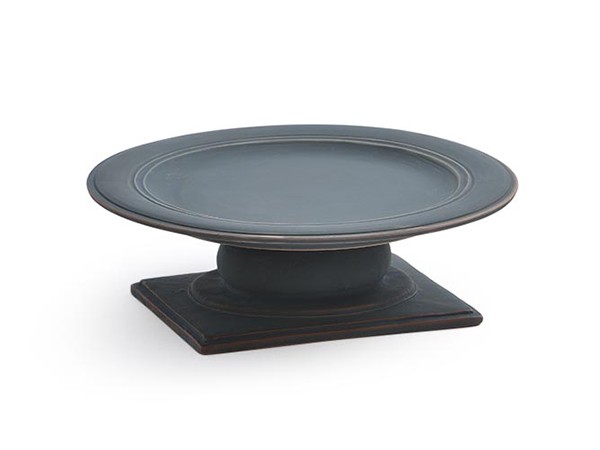 MISHIM POTTERY CREATION StiLL round plate L + stand / ミシンポタリークリエイション スティル ラウンドプレート L + スタンド（藍墨茶） （食器・テーブルウェア > 皿・プレート） 1