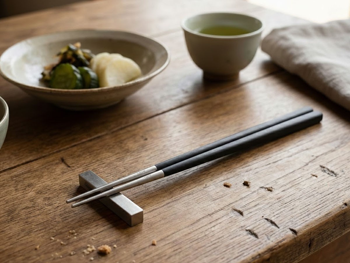 Cutipol KUBE Chopsticks / クチポール キューブ チョップスティック（ブラック × シルバー） （食器・テーブルウェア > カトラリー） 2