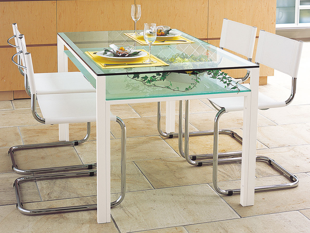 FLYMEe Noir GLASS DINING TABLE W130 / フライミーノワール ガラスダイニングテーブル 幅130cm m77198