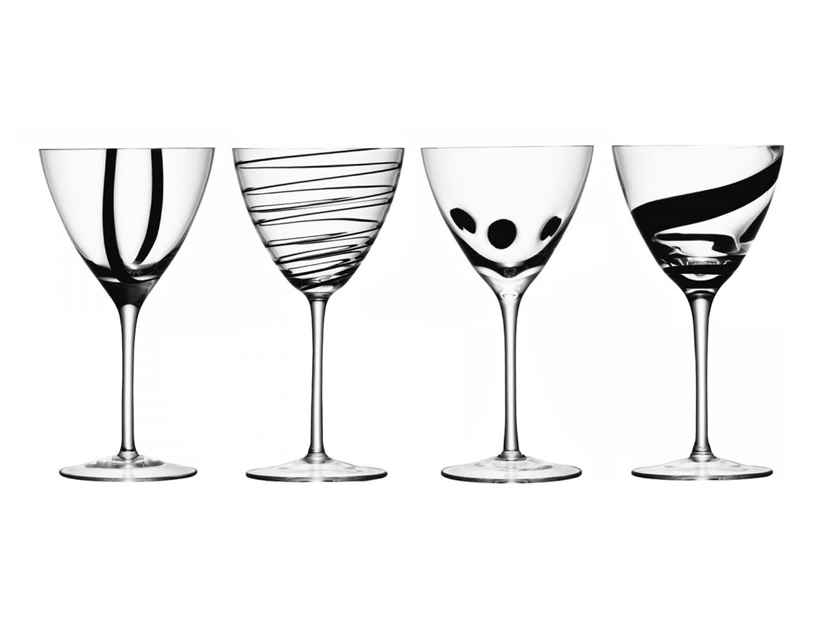 LSA Glassware Jazz Assortiment de décoration-Flûte à Champagne-Noir-Lot de 4 