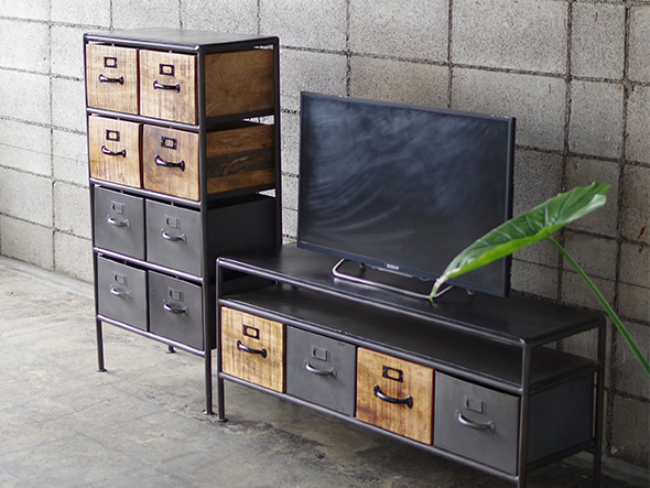 LIFE FURNITURE IRON WOODEN DRAWER CHEST / ライフファニチャー