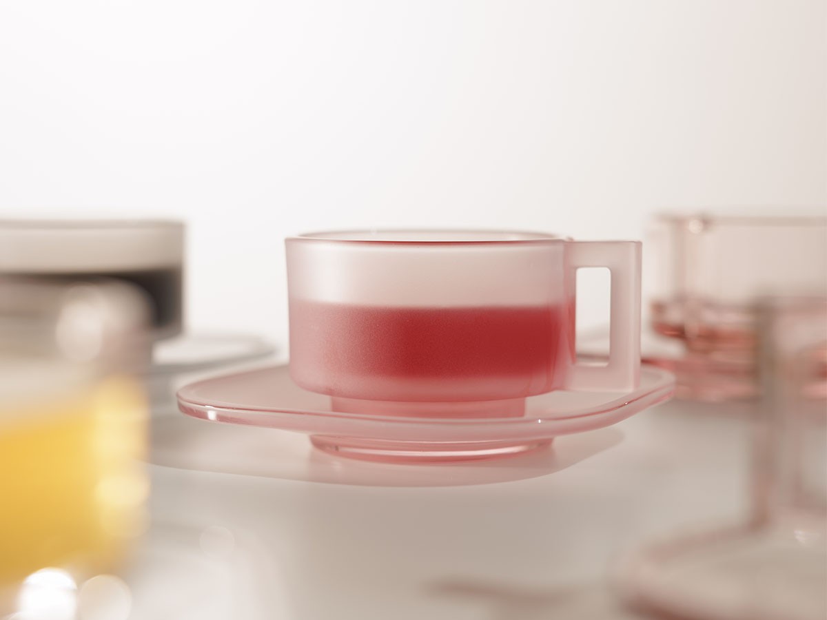 ARNO GLASS Cup & Saucer Pink Frosted / アルノグラス カップ & ソーサー（ピンクフロステッド） （食器・テーブルウェア > コーヒーカップ・ティーカップ） 4