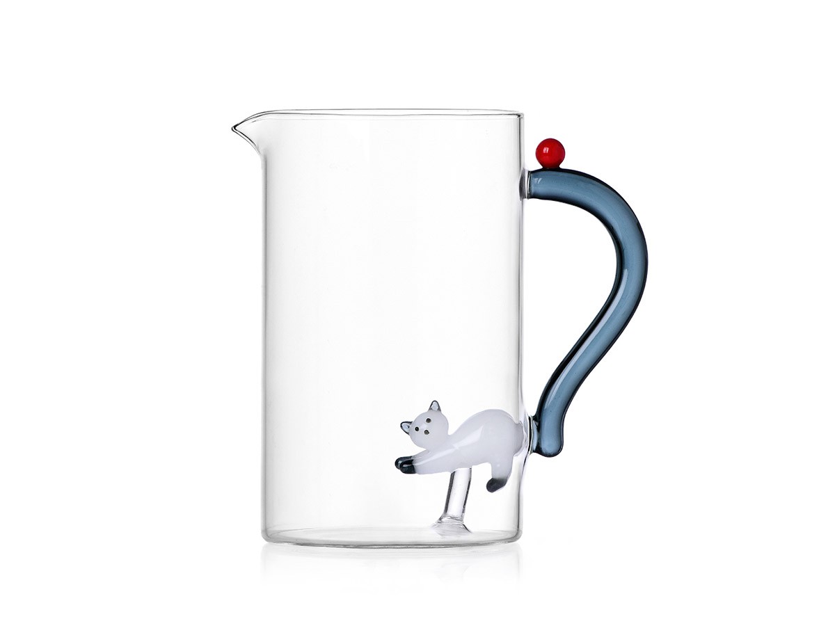 ICHENDORF MILANO Tabby Cat Jug White Cat with Smoke Tail & Berry