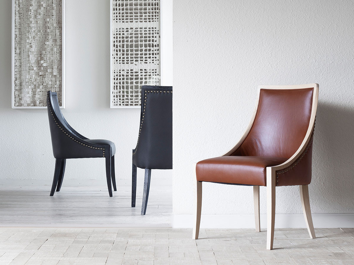 スタッズ付き黒レザー椅子 ダイニングチェア CON-007