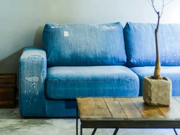 JOURNAL STANDARD FURNITURE FRANKLIN SOFA Damage DENIM / ジャーナルスタンダードファニチャー フランクリン ソファ（ダメージデニム） （ソファ > 二人掛けソファ） 3