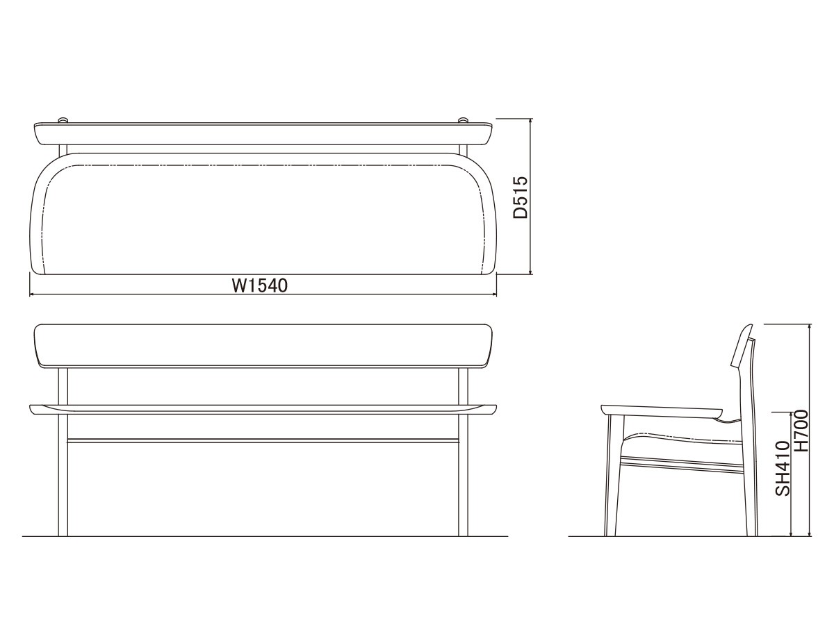 BENCH / 背付きベンチ #117254 （チェア・椅子 > ダイニングベンチ） 6