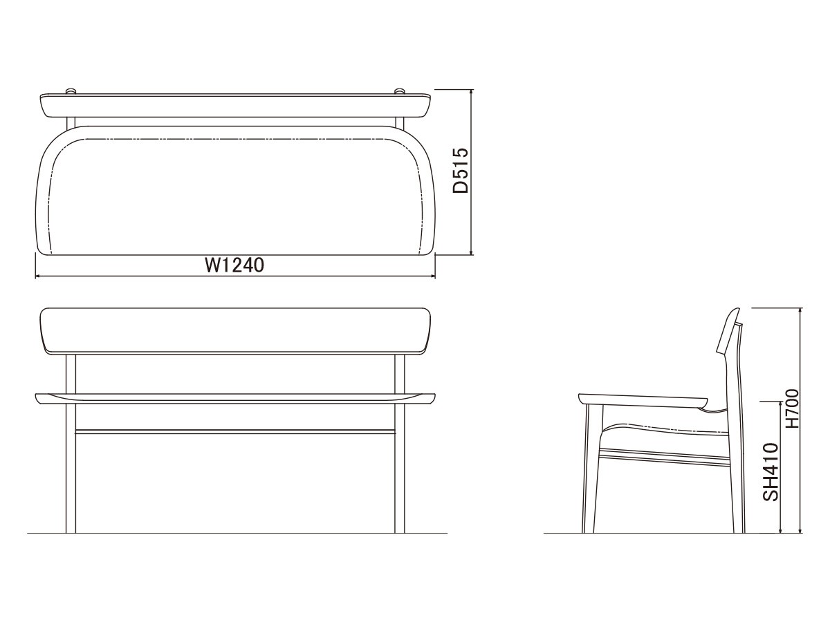 BENCH / 背付きベンチ #117254 （チェア・椅子 > ダイニングベンチ） 5