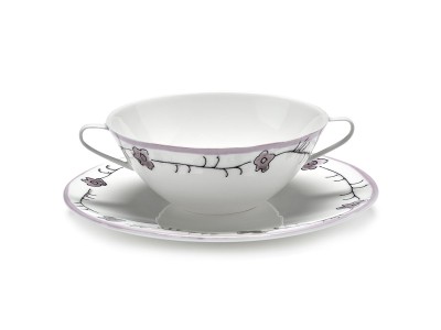 SERAX MIDNIGHT FLOWERS by MARNI Soup Bowl with Saucer Dark Viola
