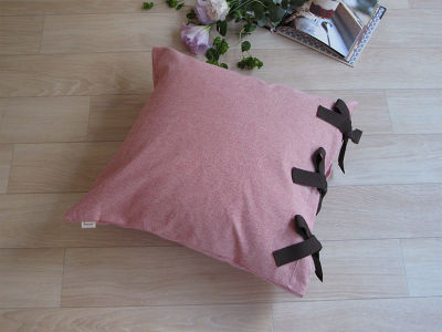 le mum canvas plain cushion cover ribbon SQ / ルムーム キャンバス