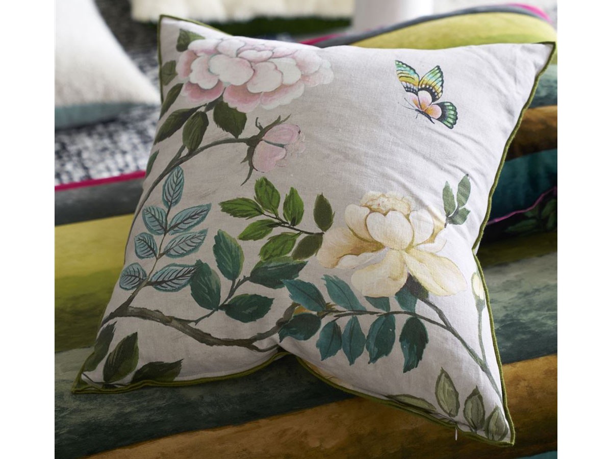 （未使用新品）デザイナーズギルド社製 植物模様 クッション・カバー セット DESIGNERS GUILD Porcelaine de Chine Cushion / デザイナーズ