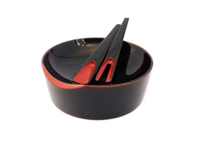 漆器製 赤黒模様 ボウルKG Kawatsura SHI-KI SALAD BOWL / 川連漆器 サラダ＆フルーツ