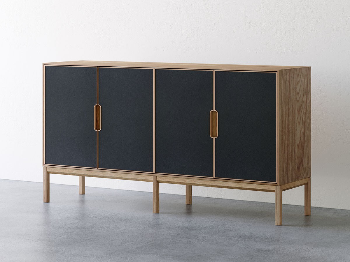 松井木工 LAF Cabinet 4doors / まついもっこう ラフ キャビネット
4ドア 幅160cm（再生レザー面 / 木脚） （収納家具 > サイドボード・リビングボード） 2