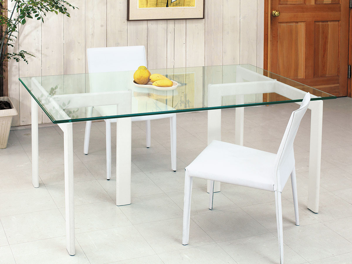 FLYMEe Noir GLASS TOP DINING TABLE W150 / フライミーノワール ガラストップダイニングテーブル 幅150cm  m77192