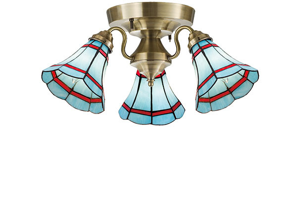 CUSTOM SERIES
3 Ceiling Lamp × Stained Glass Maribu / カスタムシリーズ
3灯シーリングランプ × ステンドグラス（マリブ） （ライト・照明 > シーリングライト） 11
