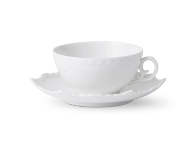 Royal Copenhagen White Fluted Full Lace Tea Cup & Saucer / ロイヤル コペンハーゲン ホワイトフルーテッド  フルレース ティーカップ & ソーサー - インテリア・家具通販【FLYMEe】