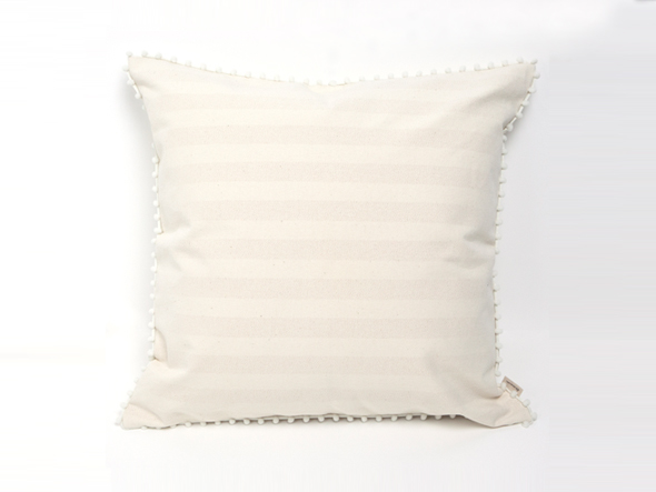 canvas stripes cushion cover pompon SQ 3