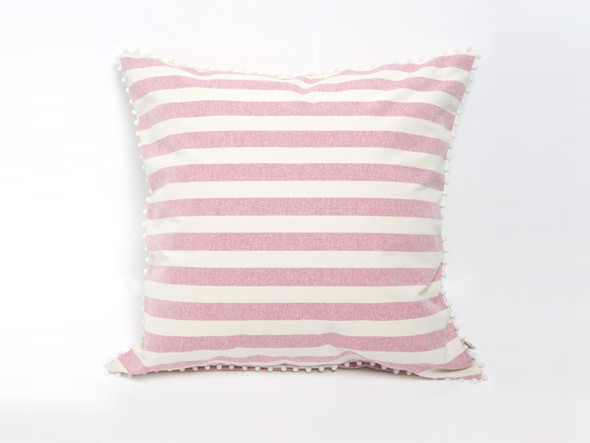 canvas stripes cushion cover pompon SQ 5
