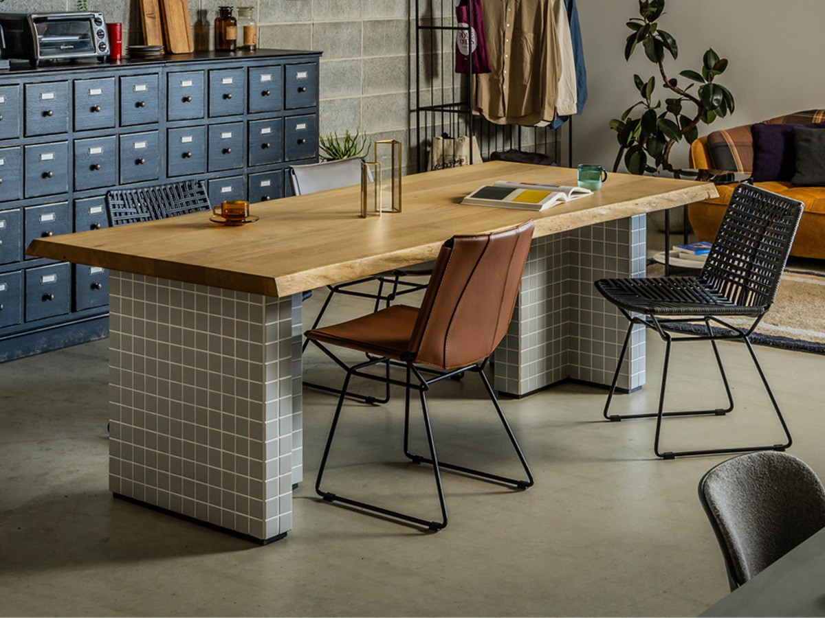 Easy Life SOLIT DINING TABLE / イージーライフ ソリット ダイニングテーブル
ライブエッジ天板 + タイル脚 （テーブル > ダイニングテーブル） 8