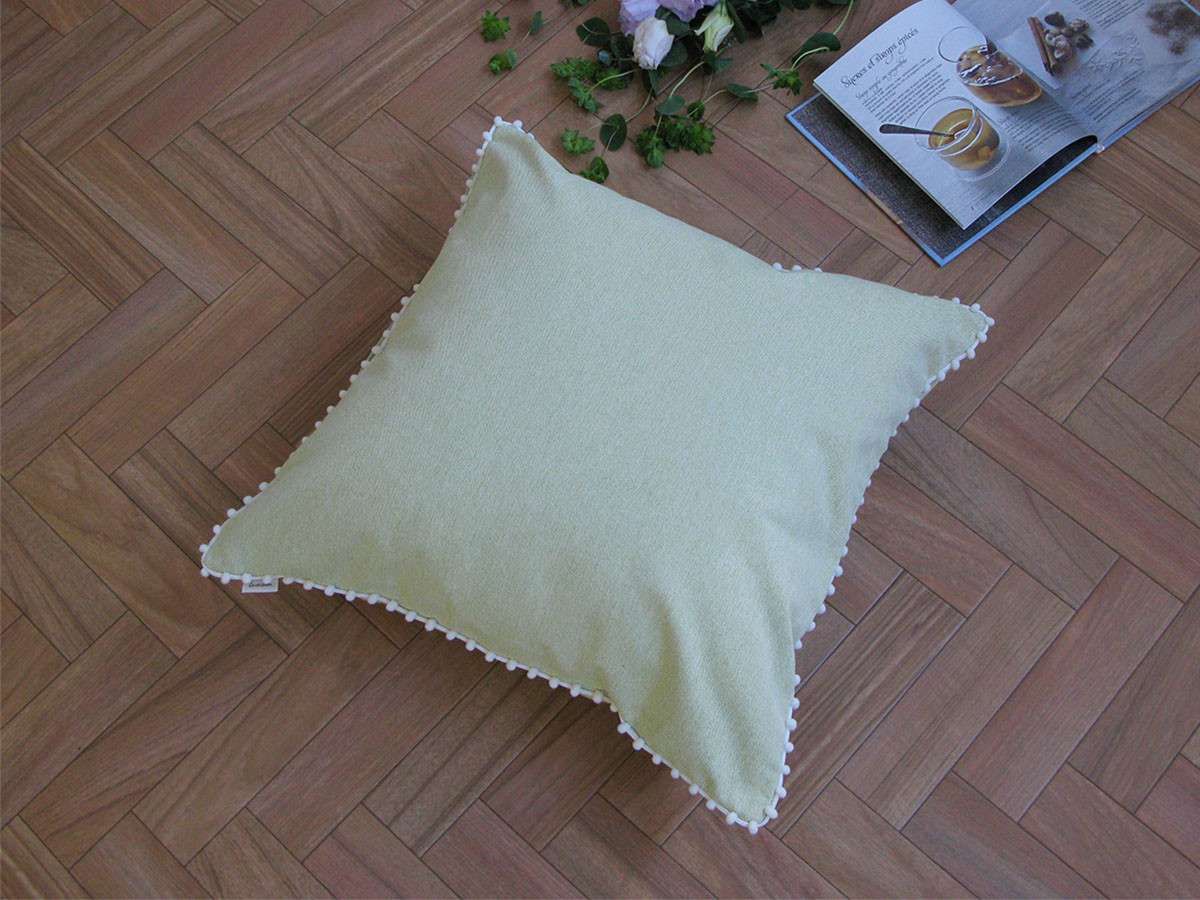canvas chambray cushion cover pompon SQ 2