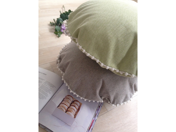 le mum canvas chambray cushion cover pompon R / ルムーム キャンバス シャンブレー クッションカバー ポンポン R （クッション > クッション・クッションカバー） 4