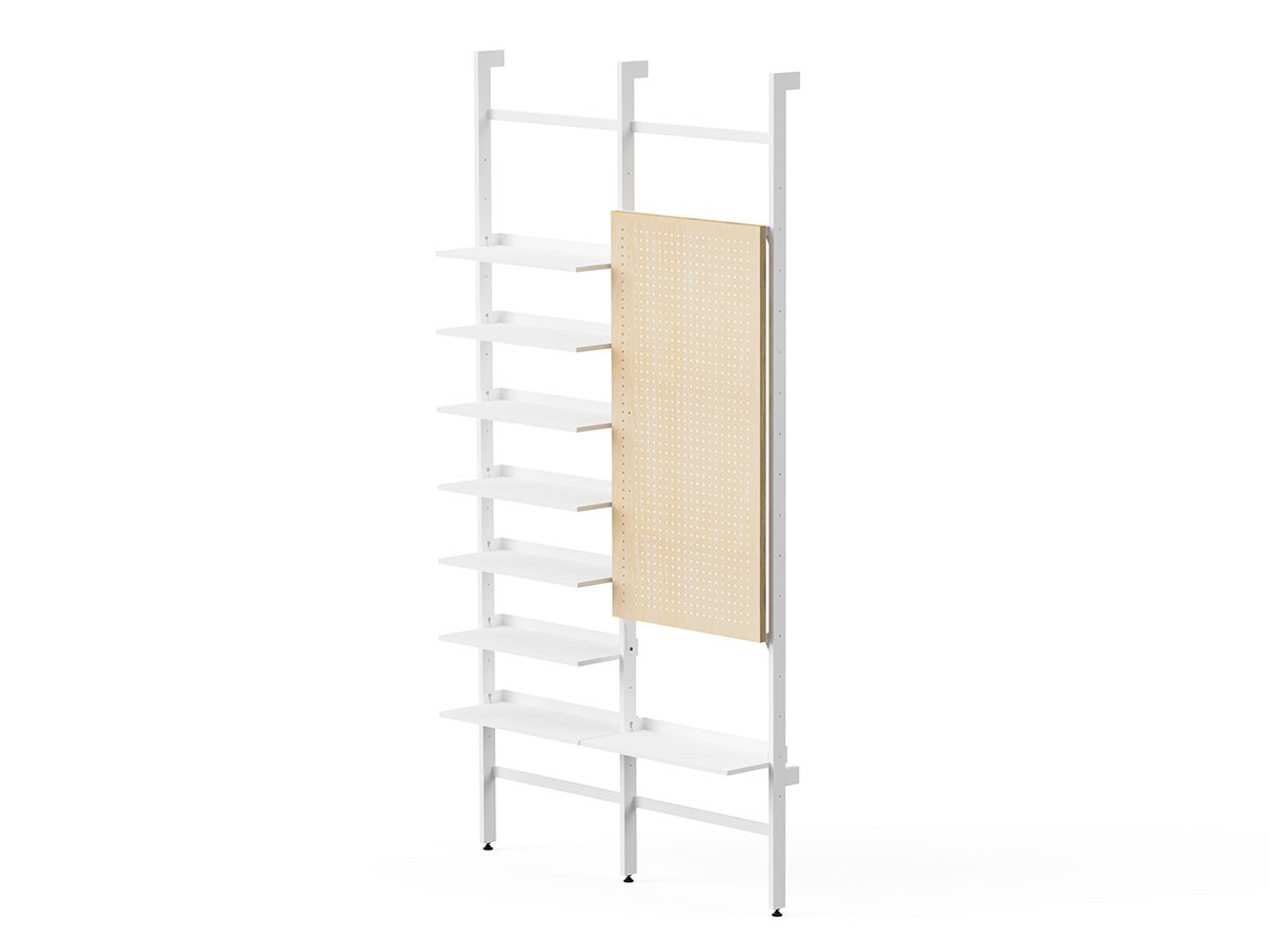 stiiilll Shelf double 8plate wood pegboard set / スティール シェルフ 2台 8段 + ウッドペグボード セット （収納家具 > ラック・シェルフ） 2